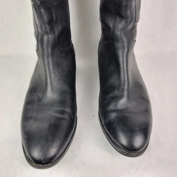 Sam Edelman Penny Black Leather Knee High Riding Boot Women 9 Minimalist Classic - Picture 3 of 13
